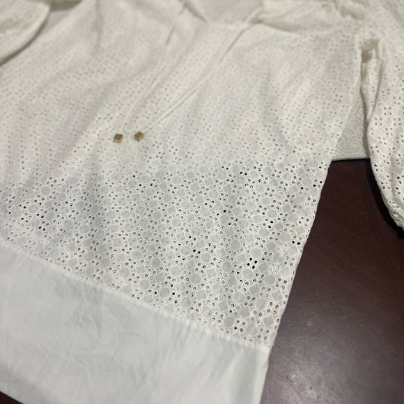 Tory Burch Soraya White Eyelet Tunic Cover Up Drawstring Resort Beach Top - Picture 3 of 11
